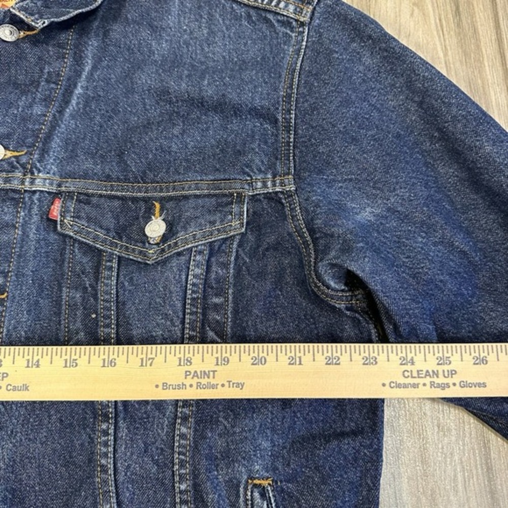 VTG Levis Dark Blue Denim Trucker Standard Jean Jacket 70507 Mens XL Y2K Work - Picture 9 of 16